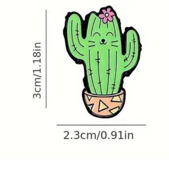Set 1 of Cat Cactus Enamel Pins - Cute Plant (2 pins included) - Picture 2 of 4